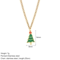 Goldene Edelstahlkette mit grünem Emaille-Weihnachtsbaum-Anhänger für Damen - Minimalistischer Baum Stil (G11)