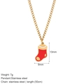 Weihnachtssocken Halskette in Goldoptik mit roter Emaille und Edelstahlkette - Rotgoldene Socke Stil (G12)