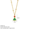 Weihnachtsbaum-Halskette mit grünem Emaille-Anhänger und goldener Edelstahlkette - Weihnachtsbaum Halskette (G14)