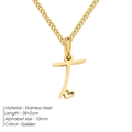 Collana minimalista dorata con lettera T e dettaglio cuore in acciaio inossidabile - Lettera T - Oro