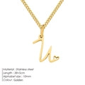 Collana in acciaio inossidabile dorato con ciondolo lettera U e cuore su catena 38+5cm - Lettera U - Oro