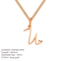 Collana in acciaio inossidabile oro rosa con ciondolo lettera U e piccolo cuore - U-Oro Rosa