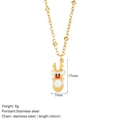 Goldene Edelstahlhalskette mit süßem Rentier-Anhänger im weihnachtlichen Design - Rentier Halskette (G19)