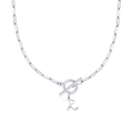 Collana a graffetta argento con pendente lettera R, dettaglio cuore e chiusura a levetta OT - Lettera R / Argento