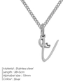 Collana in acciaio inossidabile argento con ciondolo lettera L e cuore 38+5cm - V-Acciaio