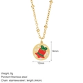Goldene Edelstahlkette mit rotem Weihnachtsglocken-Anhänger und weißem Blumen-Charm - Glocken Halskette (G20)