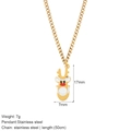 Goldene Edelstahlkette mit Rentier-Anhänger und roter Nase auf 50cm Kette - Cartoon Rentier Stil (G19)