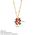 Weihnachtsgeschenk-Halskette mit rot-grünem Karomuster-Anhänger und goldener Edelstahlkette - Geschenkbox Halskette (G21)