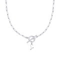 Collana a catena silver paperclip con pendente lettera L cuore e chiusura OT - Lettera S / Argento