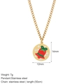 Goldene Edelstahl-Weihnachtskette mit rotem Glockenanhänger und grüner Schleife - Weihnachtsglocke Stil (G20)
