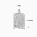 Pendentif rectangulaire en acier inoxydable argenté avec lettre T gravée et relief solaire - Argent - T