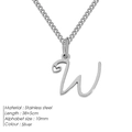 Collana in acciaio inossidabile argento con pendente lettera W e dettaglio cuore catena 38 più 5cm - W-Acciaio