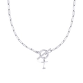 Collana a graffetta argento con ciondolo a cuore lettera T e chiusura a levetta - Lettera T / Argento