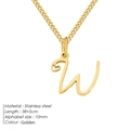 Collana in acciaio inossidabile dorato con ciondolo lettera W corsiva e cuore traforato - Lettera W - Oro