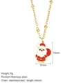Goldene Edelstahl-Weihnachtskette mit buntem Weihnachtsmann-Anhänger und Perlenkette - Weihnachtsmann Halskette (G25)