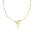 Collar de clip dorado con cierre de palanca y un colgante de la letra S - Letra S / Dorado