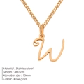 Collana in acciaio inossidabile oro rosa con ciondolo lettera W e cuore decorativo - W-Oro Rosa