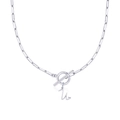 Collana a graffetta d'argento con chiusura OT e ciondolo cuore lettera U - Lettera U / Argento