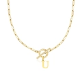 Collar de cadena de clip dorado con cierre de palanca y colgante letra U - Letra U / Dorado