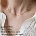 Minimalistische 1mm goldene Perlenkette aus Edelstahl mit verstellbarer 40+5cm Verlängerung - Perlenkette Halskette(NK066gold) / Gold