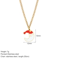 Goldene Edelstahl Weihnachtskette mit rot-weißem Weihnachtsmann Mond Anhänger - Mond Weihnachtsmann Stil (G29)