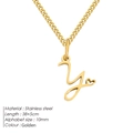 Collana in acciaio inossidabile dorato con ciondolo lettera Y e dettaglio cuore su catena - Lettera Y - Oro