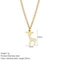 Goldene Edelstahlkette mit weißem Emaille Elch Rentier Anhänger auf einer 50cm Kette - Stehendes Rentier Stil (G30)