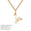 Collana in acciaio inossidabile oro rosa con ciondolo lettera Y e piccolo cuore - Y-Oro Rosa