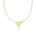Collar de clip dorado con colgante de letra Z y elegante cierre de tipo OT para mujer - Letra Z / Dorado