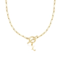Collana a graffetta dorata con ciondolo lettera X, dettaglio cuore e chiusura a levetta - Lettera X / Oro