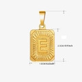 Pendentif rectangulaire en acier inoxydable doré avec lettre E gravée et texture soleil - Or - E