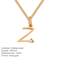 Collana minimalista in acciaio inossidabile oro rosa con lettera Z e cuore piccolo - Z-Oro Rosa
