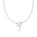 Collana a catena a graffetta argento con lettera Z decorata a cuore e chiusura a levetta OT - Lettera Z / Argento