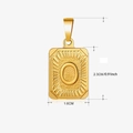 Pendentif rectangulaire lettre O en acier inoxydable doré avec finition en relief - Or - O