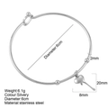 Zilveren roestvrijstalen armband met hartvormige hanger en 6cm diameter ring - Uniek Hart
