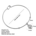 Zilveren roestvrijstalen hartvormige bedelarmband met 6cm diameter afmetingen - Getextureerd Hart