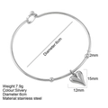 Gepolijste zilveren roestvrijstalen armband met hartvormige hanger van 12x15mm - Harthanger