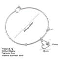 Gepolijste zilveren hartvormige armband van roestvrij staal met 6cm diameter maat - Hol Hart