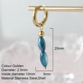 Orecchini a cerchio in acciaio inossidabile dorato con perline di conchiglia blu - Perla Blu Scuro (Pezzo Singolo)