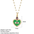 Vue détaillée du pendentif cœur mauvais œil avec dimensions 23mm par 17mm et longueur de chaîne - Cœur Mauvais Œil (NK008G2AC23044G1)