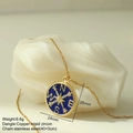 Detail of compass pendant with blue enamel and star zircon on stainless steel chain - Blue Compass Style (MFNK024G19)