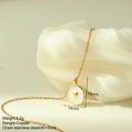 Detail of 18mm heart pendant on stainless steel chain with size specifications - Heart Style (MFNK024G16)