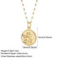 Detalle del colgante de moneda dorada con relieve de ángel y cadena de acero inoxidable de 40cm - Estilo Relieve Ángel Moneda (NK008G2AC210001G7)