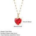Macro shot of red heart pendant with gold stainless steel paperclip chain detail - Small Red Zirconia Heart (NK008G2AC210455G9)