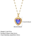 Detail of red heart pendant with blue-purple gradient stone and paperclip chain - Gradient Blue Purple Zirconia Beaded Edge (NK008G2AC220005G1)