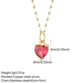 Detailed size specifications for the red heart pendant necklace with paperclip chain - Three-Claw Red Heart Zirconia (NK008G2AC220085G8)
