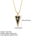 Detailed view of a gold-plated heart pendant with black enamel and a star zircon stone - Black Enamel Heart Star (NK008G4AC210455G2)