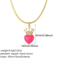 Detailed size specifications of the crown heart pendant and gold snake chain necklace - Pink Heart Crown (NK188GAC210396G2)