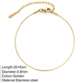Tobillera minimalista de acero inoxidable dorado con cierre ajustable y etiqueta - Dorado - Eslabón de Bambú 0.8mm