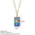 Λεπτομέρεια μπλε μενταγιόν ματιού 20x16mm σε χρυσή αλυσίδα από ανοξείδωτο ατσάλι - Μπλε Παντεπόπτης Οφθαλμός (NK008G5AC23001G7)